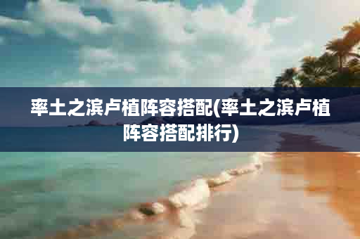 率土之滨卢植阵容搭配(率土之滨卢植阵容搭配排行)