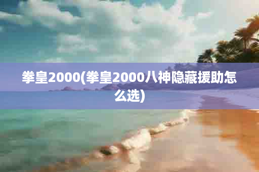 拳皇2000(拳皇2000八神隐藏援助怎么选)