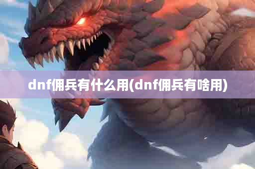 dnf佣兵有什么用(dnf佣兵有啥用)