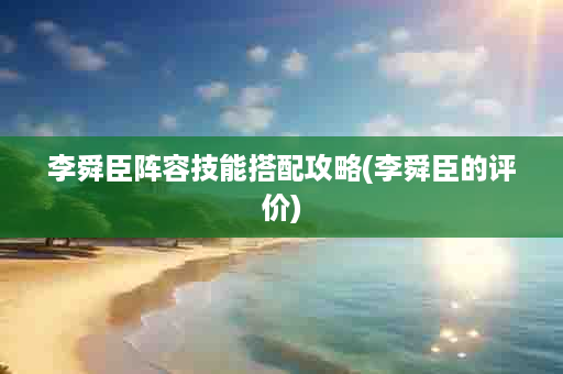 李舜臣阵容技能搭配攻略(李舜臣的评价)