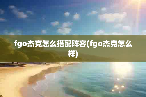 fgo杰克怎么搭配阵容(fgo杰克怎么样)