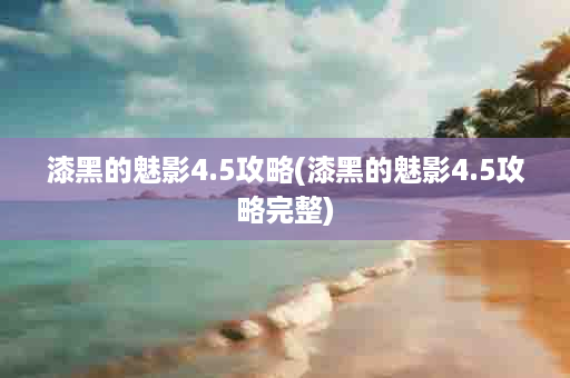 漆黑的魅影4.5攻略(漆黑的魅影4.5攻略完整)