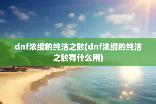 dnf浓缩的纯洁之骸(dnf浓缩的纯洁之骸有什么用)