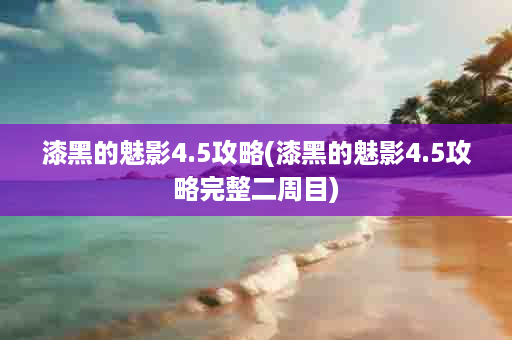 漆黑的魅影4.5攻略(漆黑的魅影4.5攻略完整二周目)