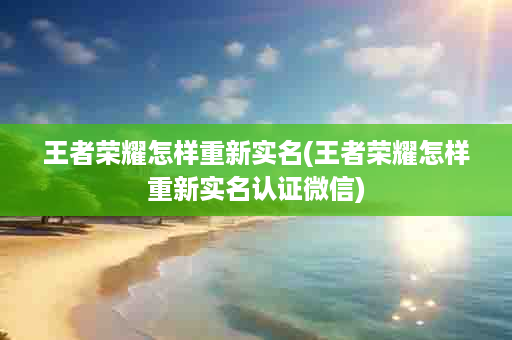 王者荣耀怎样重新实名(王者荣耀怎样重新实名认证微信)