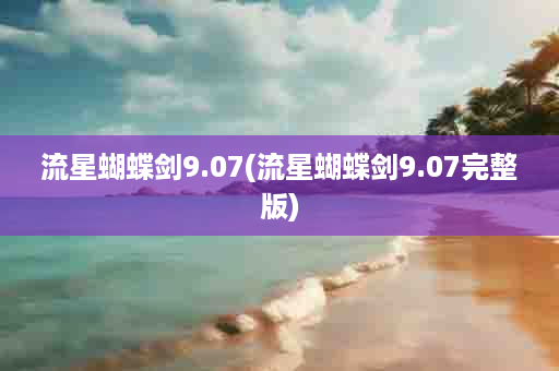 流星蝴蝶剑9.07(流星蝴蝶剑9.07完整版)