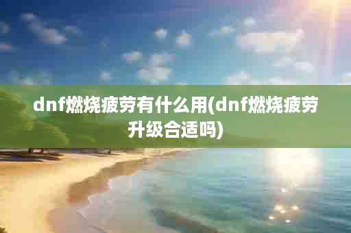 dnf燃烧疲劳有什么用(dnf燃烧疲劳升级合适吗)