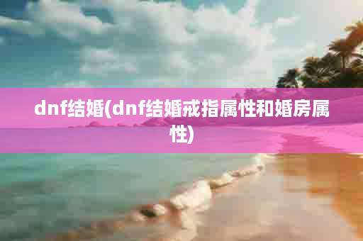 dnf结婚(dnf结婚戒指属性和婚房属性)